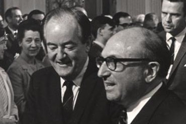 Hubert Humphrey and Wilbur Cohen at the White House. (Photo courtesy of the National Institutes of Health)