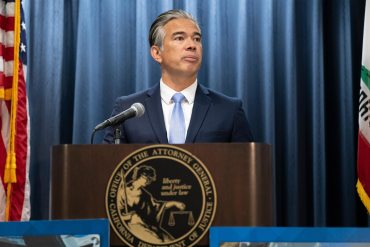 A photo shows Rob Bonta speaking at a press conference.